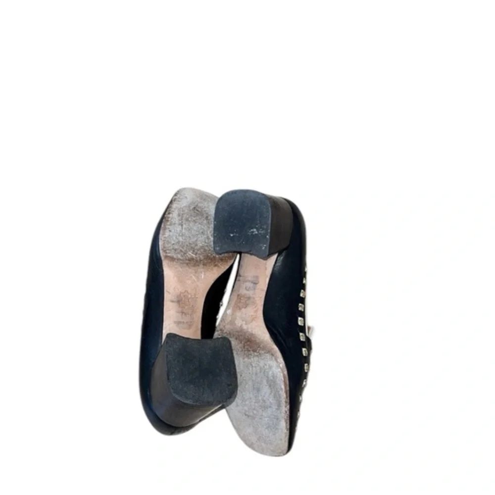 Tory Burch Perfect‎ Black Dolce Leather Studded Block Heel Slip On Loafers 7.5